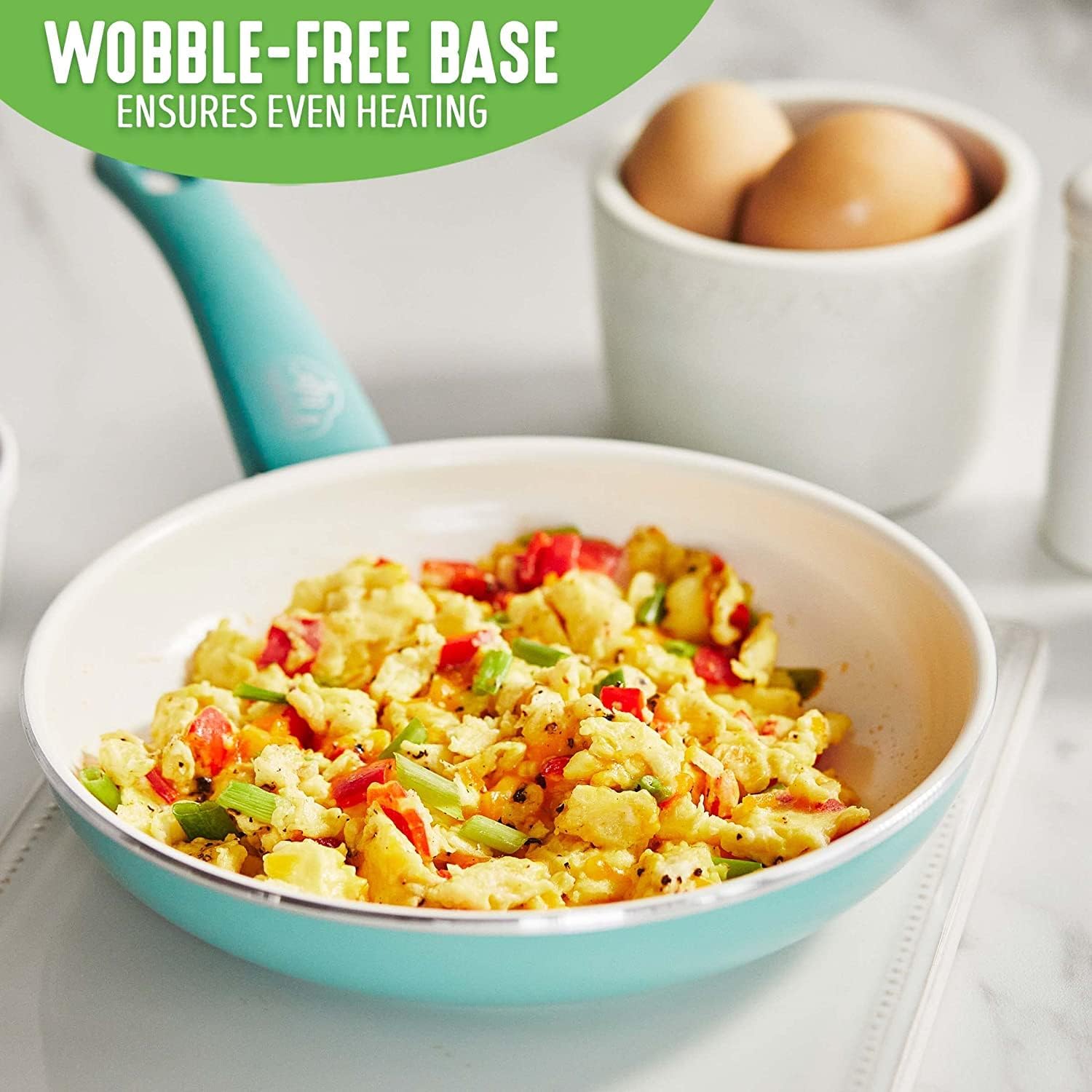 GreenLife Nonstick 8" Frying Pan Skillet, Non-Toxic PFAS-Free Ceramic Nonstick, Dishwasher & Oven Safe, Stay-Cool Handles, Wobble Free, Turquoise - Image 5
