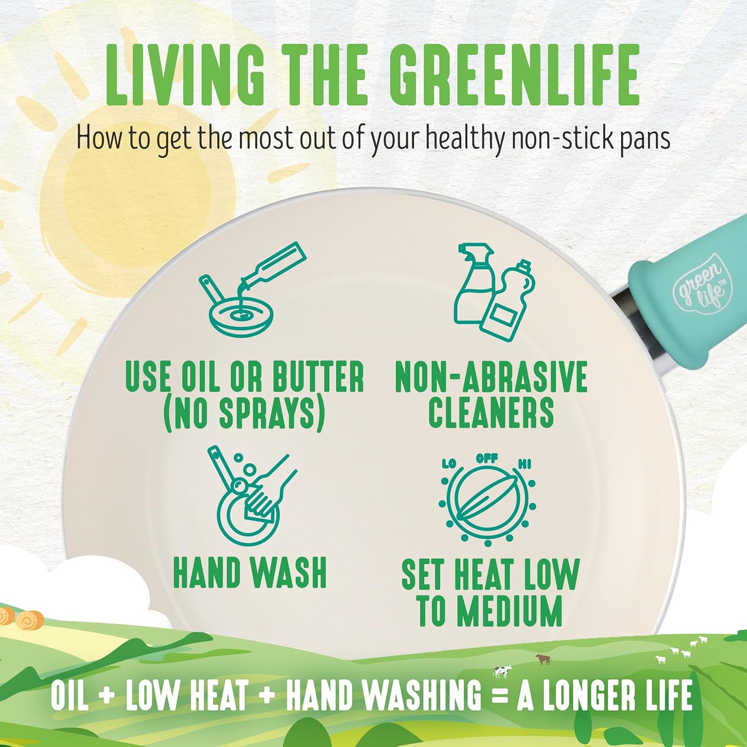 GreenLife Nonstick 8" Frying Pan Skillet, Non-Toxic PFAS-Free Ceramic Nonstick, Dishwasher & Oven Safe, Stay-Cool Handles, Wobble Free, Turquoise - Image 9